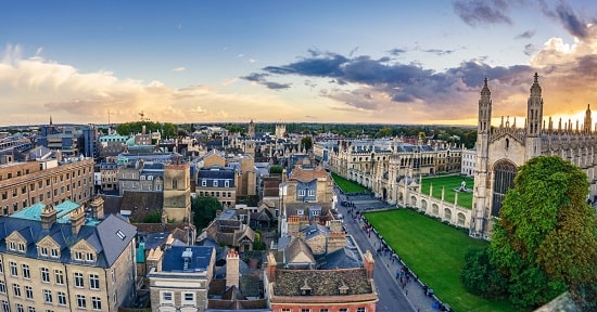 Vista panoramica de Cambridge